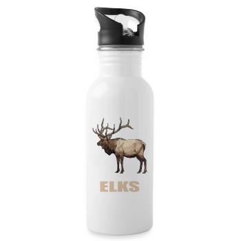Elche Elch - Trinkflasche mit integriertem Trinkhalm - Weiß - Rechts