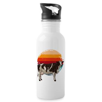 Kuhliebe – Landleben im Retro-Stil - Trinkflasche mit integriertem Trinkhalm - Weiß - Rechts