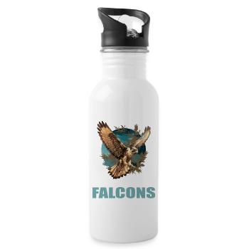 Falken Falke - Trinkflasche mit integriertem Trinkhalm - Weiß - Rechts