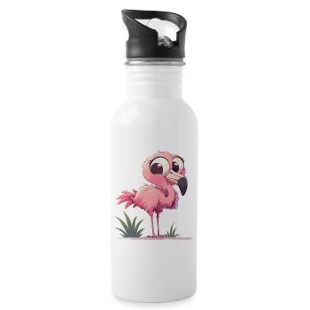 Flamants roses Flamant rose - Gourde avec paille intégrée - blanc - Droite