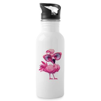 Flamants roses Flamant rose - Gourde avec paille intégrée - blanc - Droite