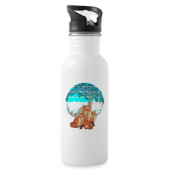 Fuchs Füchse Natur Naturliebhaber Kinder Kind - Trinkflasche mit integriertem Trinkhalm - Weiß - Rechts