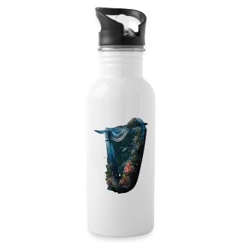 Fisch Harfe - Trinkflasche mit integriertem Trinkhalm - Weiß - Rechts