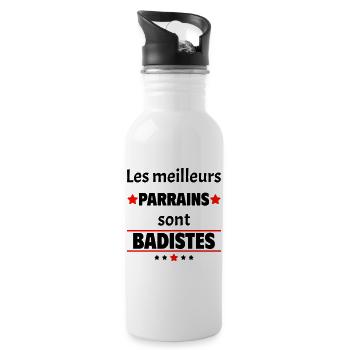 Les meilleurs parrains sont badistes, cadeau noël - Gourde avec paille intégrée - blanc - Droite