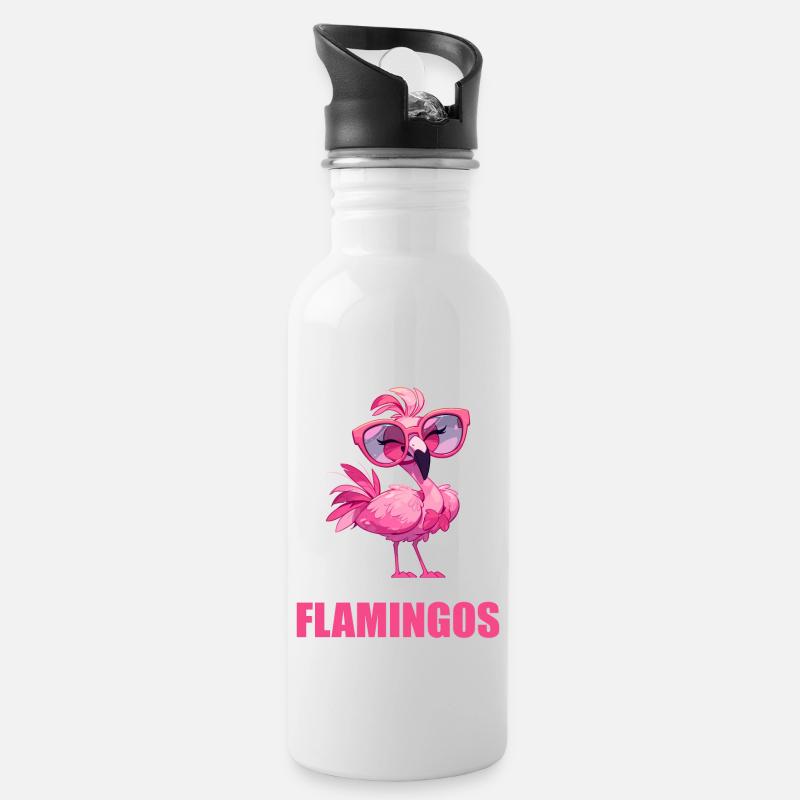 Flamants roses Flamant rose - Gourde avec paille intégrée - blanc