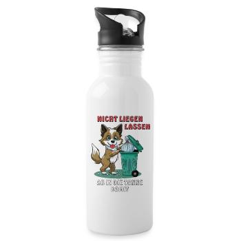 DON'T LEAVE YOUR DOG IN THE BIN - Water bottle with straw - white - Right