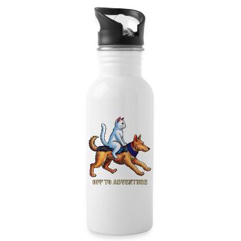 DOG CAT OFF TO ADVENTURE - Water bottle with straw - white - Right