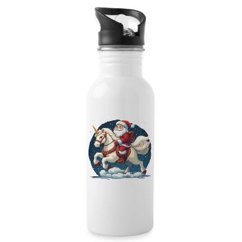 Funny Santa Claus Unicorn Motif - Water bottle with straw - white - Right