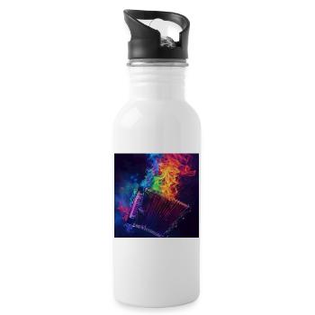 Akkordeon - Trinkflasche mit integriertem Trinkhalm - Weiß - Rechts