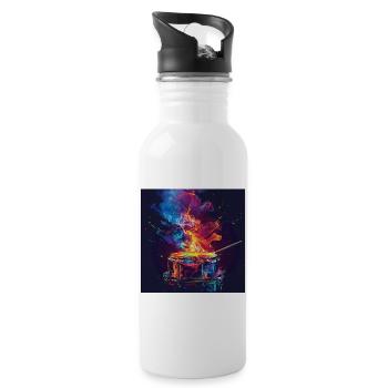 Schlagzeug - Trinkflasche mit integriertem Trinkhalm - Weiß - Rechts