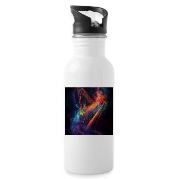 Harfe - Trinkflasche mit integriertem Trinkhalm - Weiß - Rechts