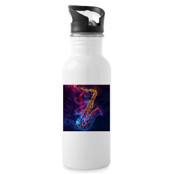 Saxophon - Trinkflasche mit integriertem Trinkhalm - Weiß - Rechts