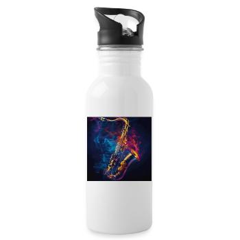 Saxophon - Trinkflasche mit integriertem Trinkhalm - Weiß - Rechts