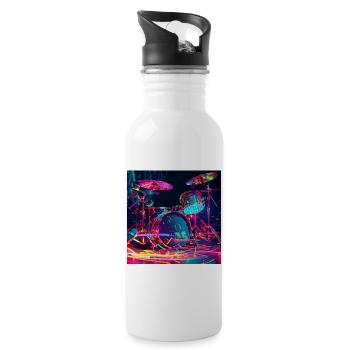 Schlagzeug - Trinkflasche mit integriertem Trinkhalm - Weiß - Rechts