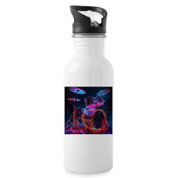 Schlagzeug - Trinkflasche mit integriertem Trinkhalm - Weiß - Rechts