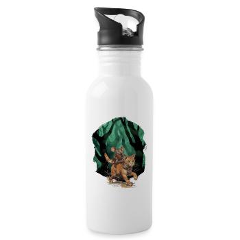 Cat Cats Mouse Mice Adventure Travel Child - Water bottle with straw - white - Right
