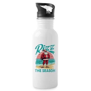 Rizz the Season Funny Santa Claus Christmas - Water bottle with straw - white - Right