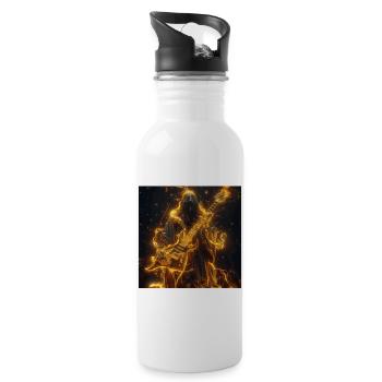 Gitarre - Trinkflasche mit integriertem Trinkhalm - Weiß - Rechts