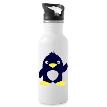 Mignon pingouin agitant l’Antarctique Pôle Sud Animal oiseau - Gourde avec paille intégrée - blanc - Droite
