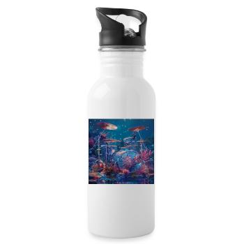 Schlagzeug - Trinkflasche mit integriertem Trinkhalm - Weiß - Rechts