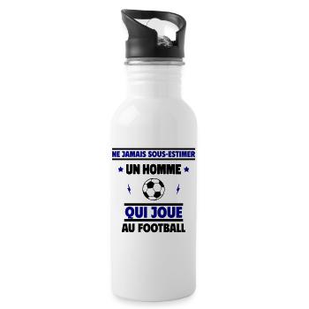 Ne jamais sous-estimer un homme qui joue au foot - Gourde avec paille intégrée - blanc - Droite