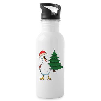 Santa Chicken Chickens Santa Claus Chicken Coop - Water bottle with straw - white - Right