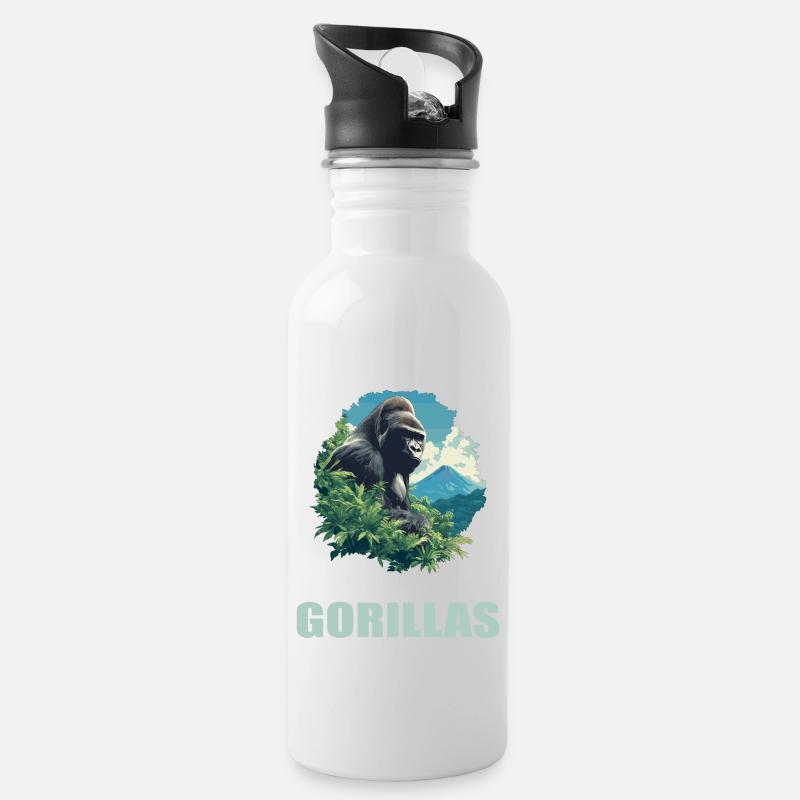 Gorilles Gorilles - Gourde avec paille intégrée - blanc