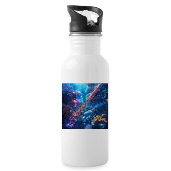 Querflöte - Trinkflasche mit integriertem Trinkhalm - Weiß - Rechts