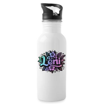 Nom LENI Motif floral - Gourde avec paille intégrée - blanc - Droite