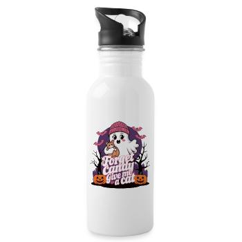 Halloween Cat Forget Candy Give Me A Cat - Trinkflasche mit integriertem Trinkhalm - Weiß - Rechts