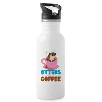 Otter Coffee Otters And Coffee - Water bottle with straw - white - Right