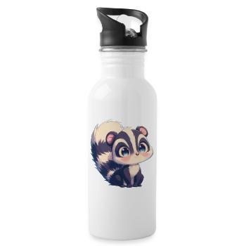 Stinktiere Stinktier - Trinkflasche mit integriertem Trinkhalm - Weiß - Rechts