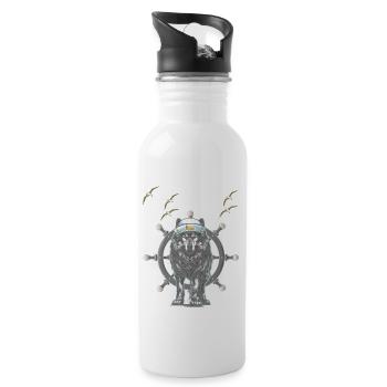 Hund segeln Segelschiff maritim Hunde Matrosen - Trinkflasche mit integriertem Trinkhalm - Weiß - Rechts