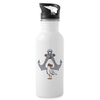 Möwe Möwen maritim Anker Seefahrt Ahoi - Trinkflasche mit integriertem Trinkhalm - Weiß - Rechts