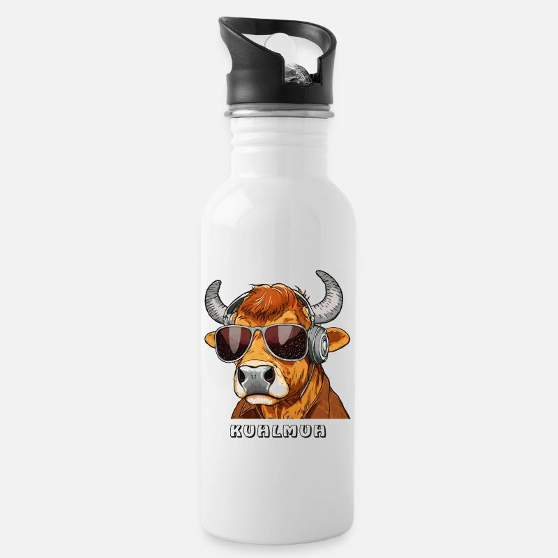 VACHE AVEC LUNETTES DE SOLEIL KUHLMUH - Gourde avec paille intégrée - blanc
