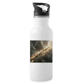 Querflöte - Trinkflasche mit integriertem Trinkhalm - Weiß - Rechts