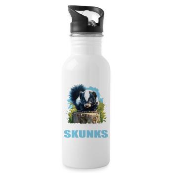 Stinktiere Stinktier - Trinkflasche mit integriertem Trinkhalm - Weiß - Rechts