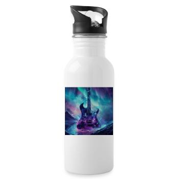 Gitarre - Trinkflasche mit integriertem Trinkhalm - Weiß - Rechts