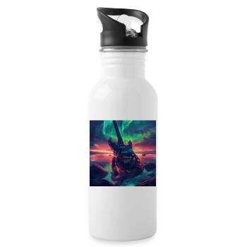 Gitarre - Trinkflasche mit integriertem Trinkhalm - Weiß - Rechts