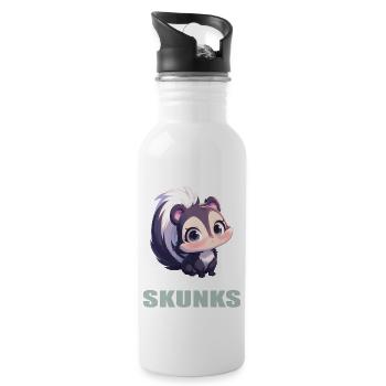Stinktiere Stinktier - Trinkflasche mit integriertem Trinkhalm - Weiß - Rechts