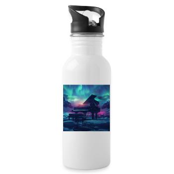 Klavier - Trinkflasche mit integriertem Trinkhalm - Weiß - Rechts