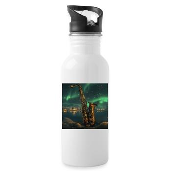 Saxophon - Trinkflasche mit integriertem Trinkhalm - Weiß - Rechts