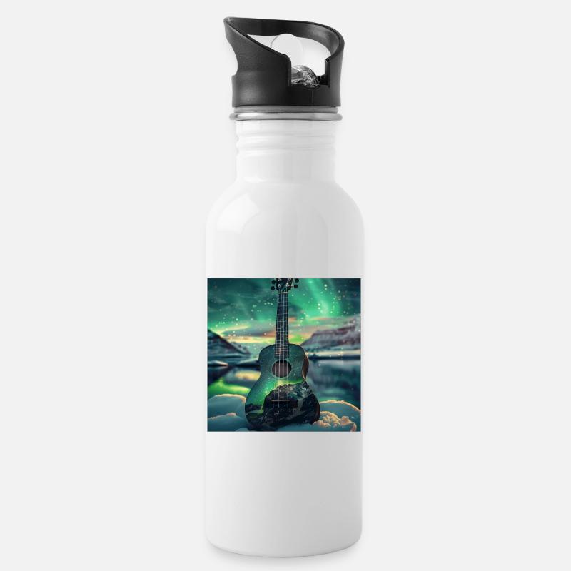 Ukulele - Trinkflasche mit integriertem Trinkhalm - Weiß