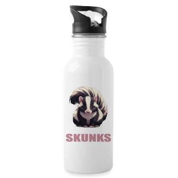 Stinktiere Stinktier - Trinkflasche mit integriertem Trinkhalm - Weiß - Rechts