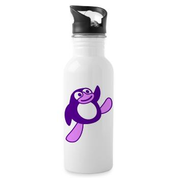 Pinguin Breakdance Glücklich Tanzen Party DJ Musik - Trinkflasche mit integriertem Trinkhalm - Weiß - Rechts