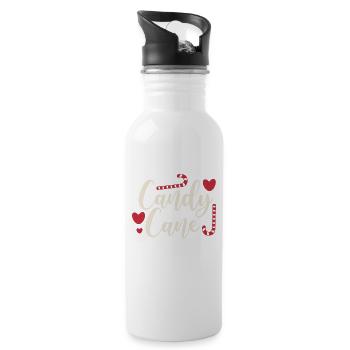 Christmas candy cane with hearts - Water bottle with straw - white - Right