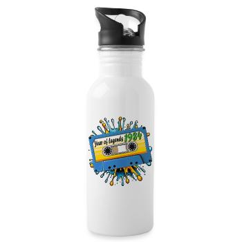 1984 MUSIKKASETTE Year of Legends - Trinkflasche mit integriertem Trinkhalm - Weiß - Rechts