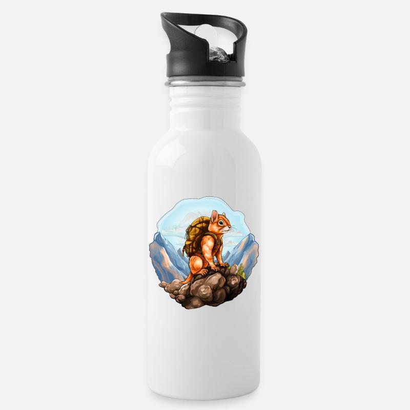 Écureuil alpiniste / Écureuil de randonnée - Gourde avec paille intégrée - blanc