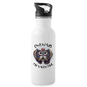 Hiboux mon hibou de la Saint-Valentin - Gourde avec paille intégrée - blanc - Droite