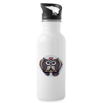 Hiboux mon hibou de la Saint-Valentin - Gourde avec paille intégrée - blanc - Droite